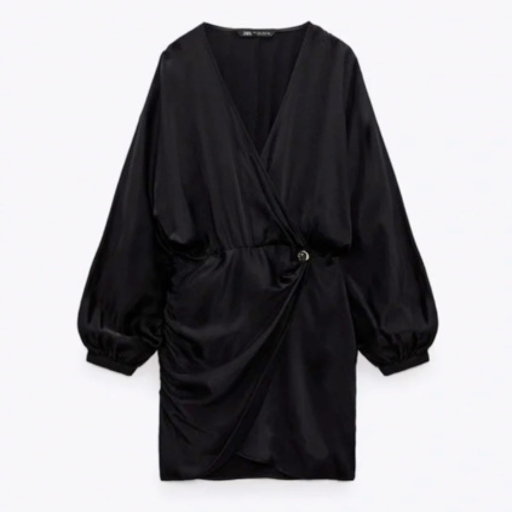 BRAND NEW Zara satin effect mini wrap dress